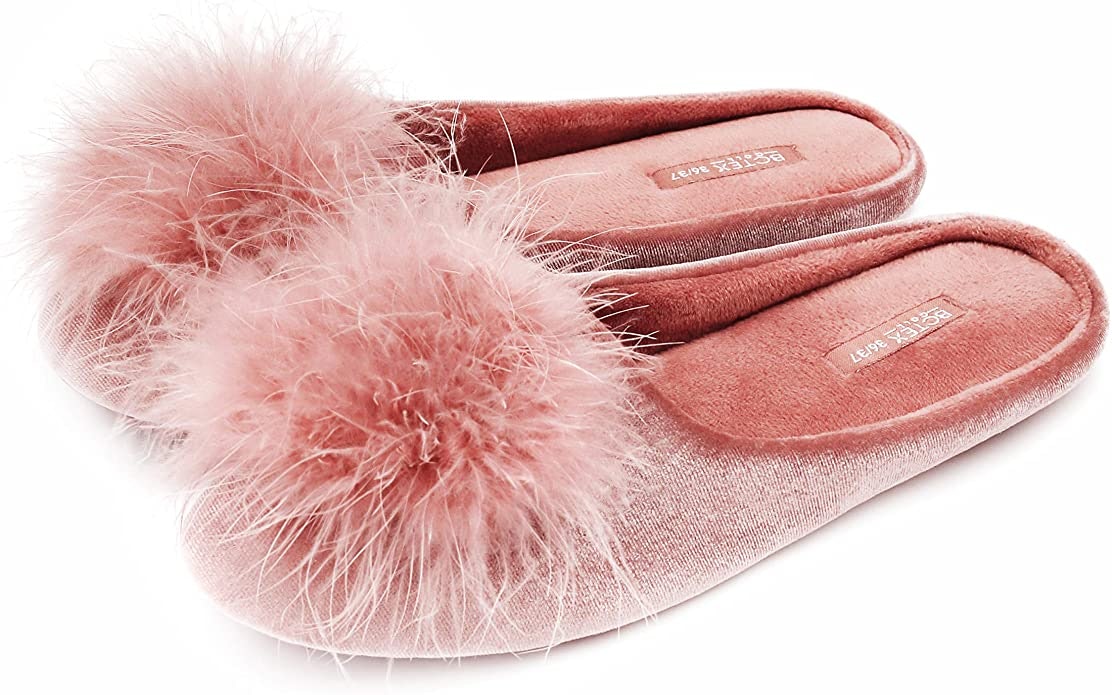 Women's Cozy Comfy Slippers Funny Fuzzy Fluffy Indoor Warm House Shoes Pinot